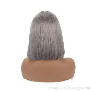 Wholesale Bob Wig Vendors Yeswigs Real Mink Brazilian Human Hair Short Bob 1b/gray Lace Front Ombre Hair Wig for Black Women